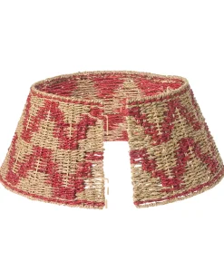 Outlet Beliani Copri base per albero di Natale GLACE Alghe marine Rosso 60 cm Naturale Rosso