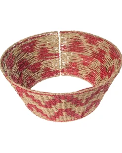 Outlet Beliani Copri base per albero di Natale GLACE Alghe marine Rosso 60 cm Naturale Rosso