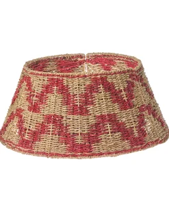 Outlet Beliani Copri base per albero di Natale GLACE Alghe marine Rosso 60 cm Naturale Rosso