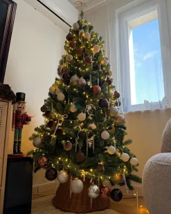 New Beliani Copri base per albero di Natale FLOCON Rattan 47 cm Naturale
