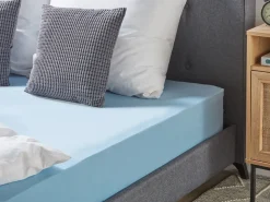 Outlet Beliani Coprimaterasso elasticizzato HOFUF Cotone Azzurro Blu
