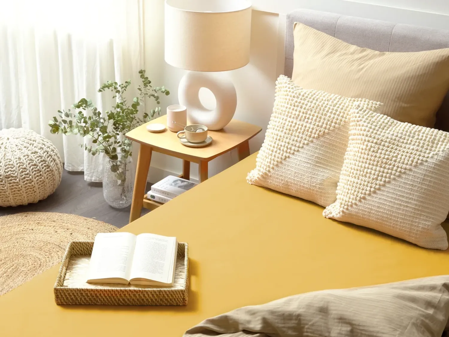 Discount Beliani Coprimaterasso elasticizzato JANBU Cotone Senape Giallo