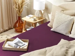 Beliani Coprimaterasso elasticizzato JANBU Cotone Bordeaux Rosso