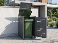 New Beliani Copri-pattumiera 240 L PERISSA Metallo scuro Grigio