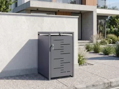New Beliani Copri-pattumiera 240 L PERISSA Metallo scuro Grigio