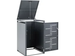 New Beliani Copri-pattumiera 240 L PERISSA Metallo scuro Grigio