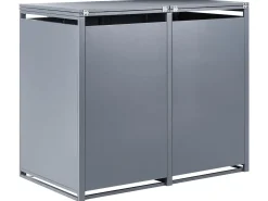 Sale Beliani Copri-pattumiera 480 L PIACENZA Doppio Metallo scuro Grigio