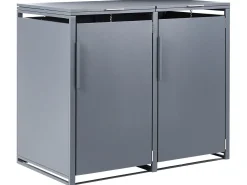 Sale Beliani Copri-pattumiera 480 L PIACENZA Doppio Metallo scuro Grigio