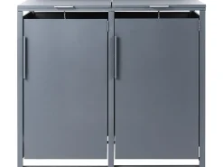 Sale Beliani Copri-pattumiera 480 L PIACENZA Doppio Metallo scuro Grigio