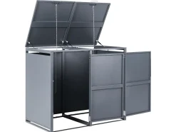 Sale Beliani Copri-pattumiera 480 L PIACENZA Doppio Metallo scuro Grigio
