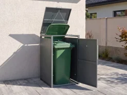 Outlet Beliani Copri-pattumiera 240 L PIACENZA Metallo scuro Grigio