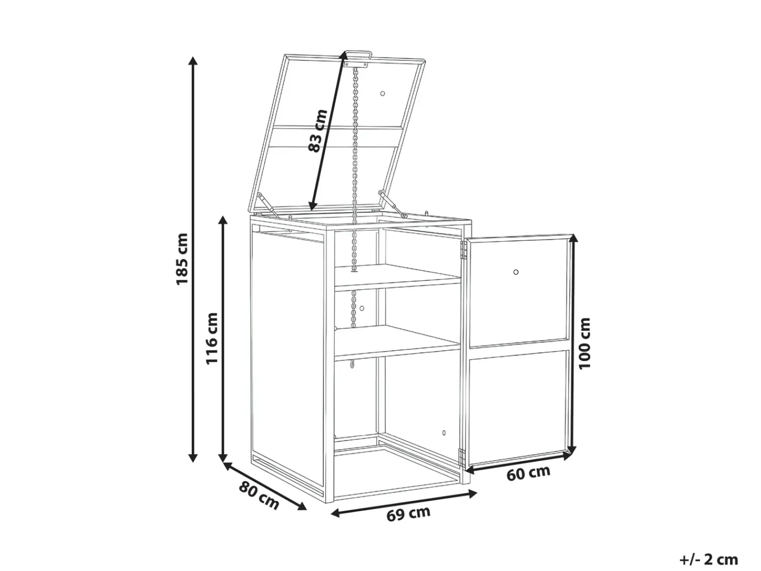 Outlet Beliani Copri-pattumiera 240 L PIACENZA Metallo scuro Grigio