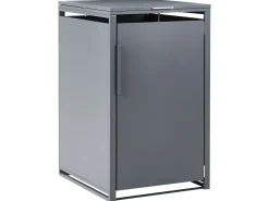 Outlet Beliani Copri-pattumiera 240 L PIACENZA Metallo scuro Grigio