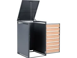 Sale Beliani Copri-pattumiera 240 L POLICORO Metallo Grigio scuro Marrone Grigio