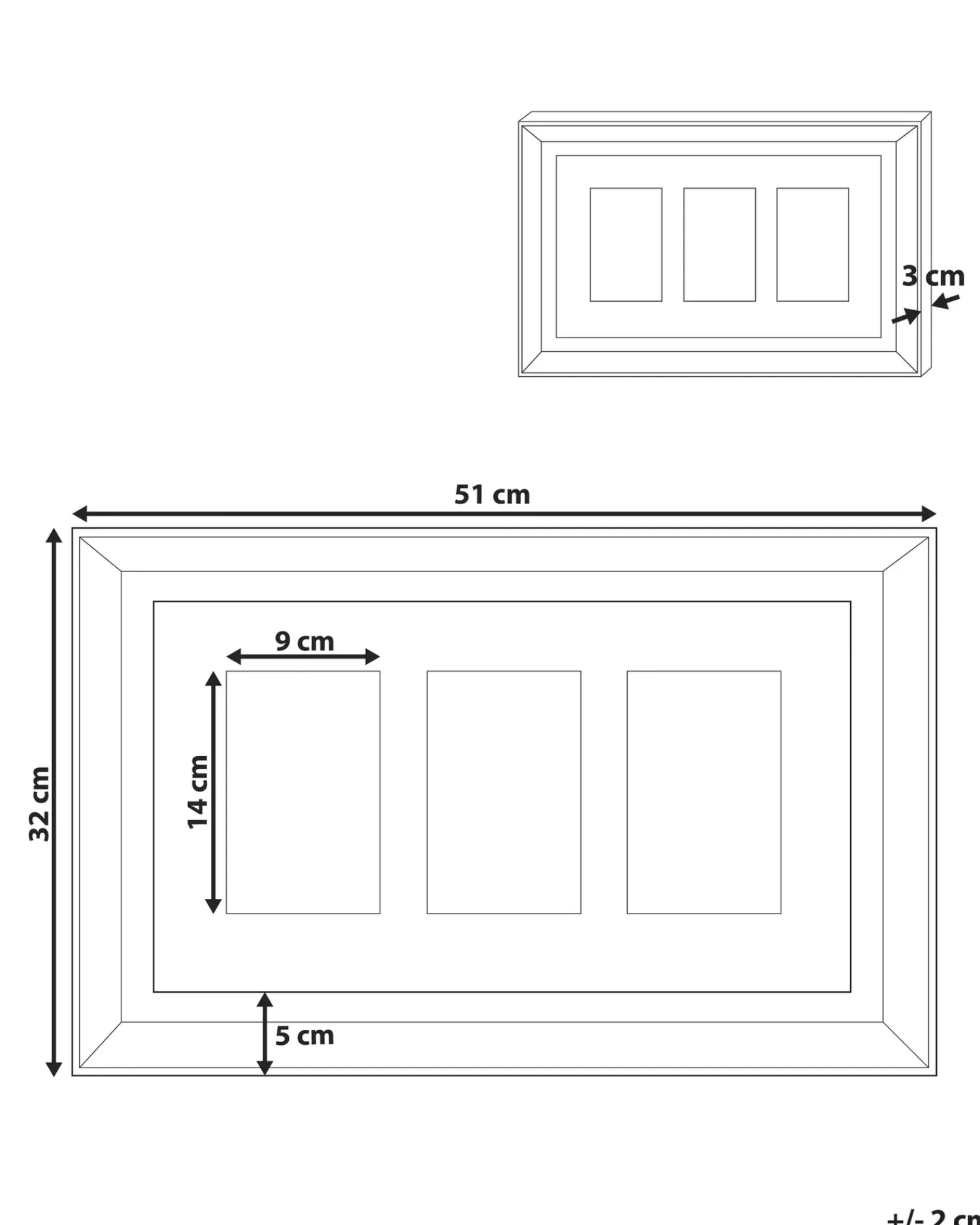 Outlet Beliani Cornice per 3 foto DALABA Argento
