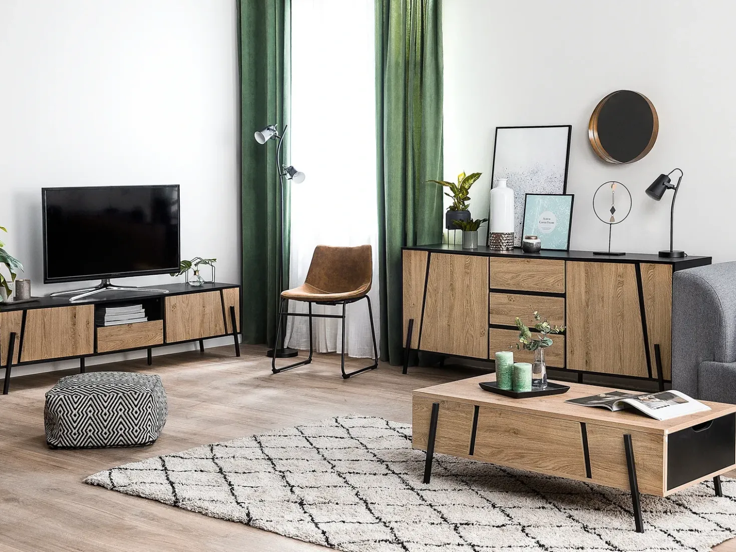 Credenza a 2 ante BLACKPOOL Marrone/Nero