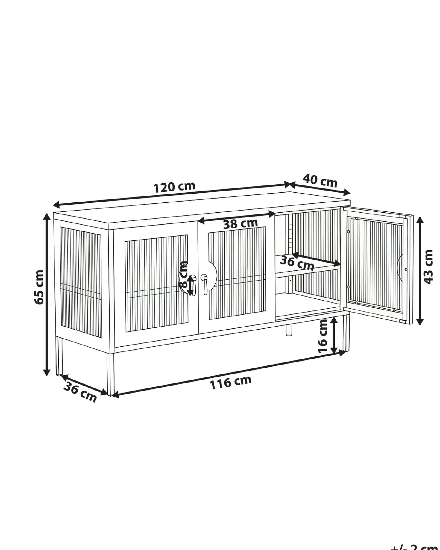 Credenza a 3 ante GLEORA Metallo Verde menta