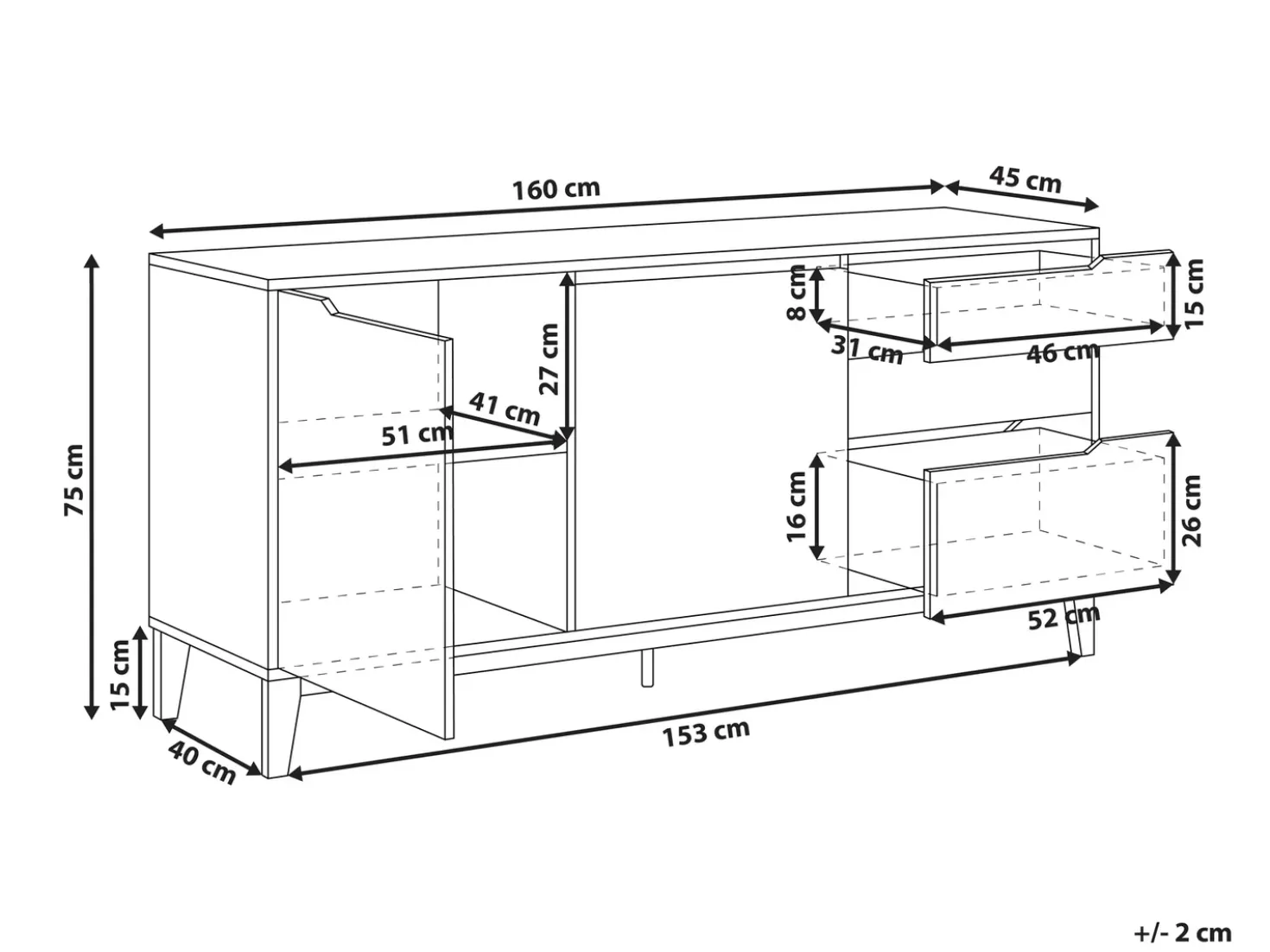 Credenza a 2 ante MONCTON Marrone chiaro