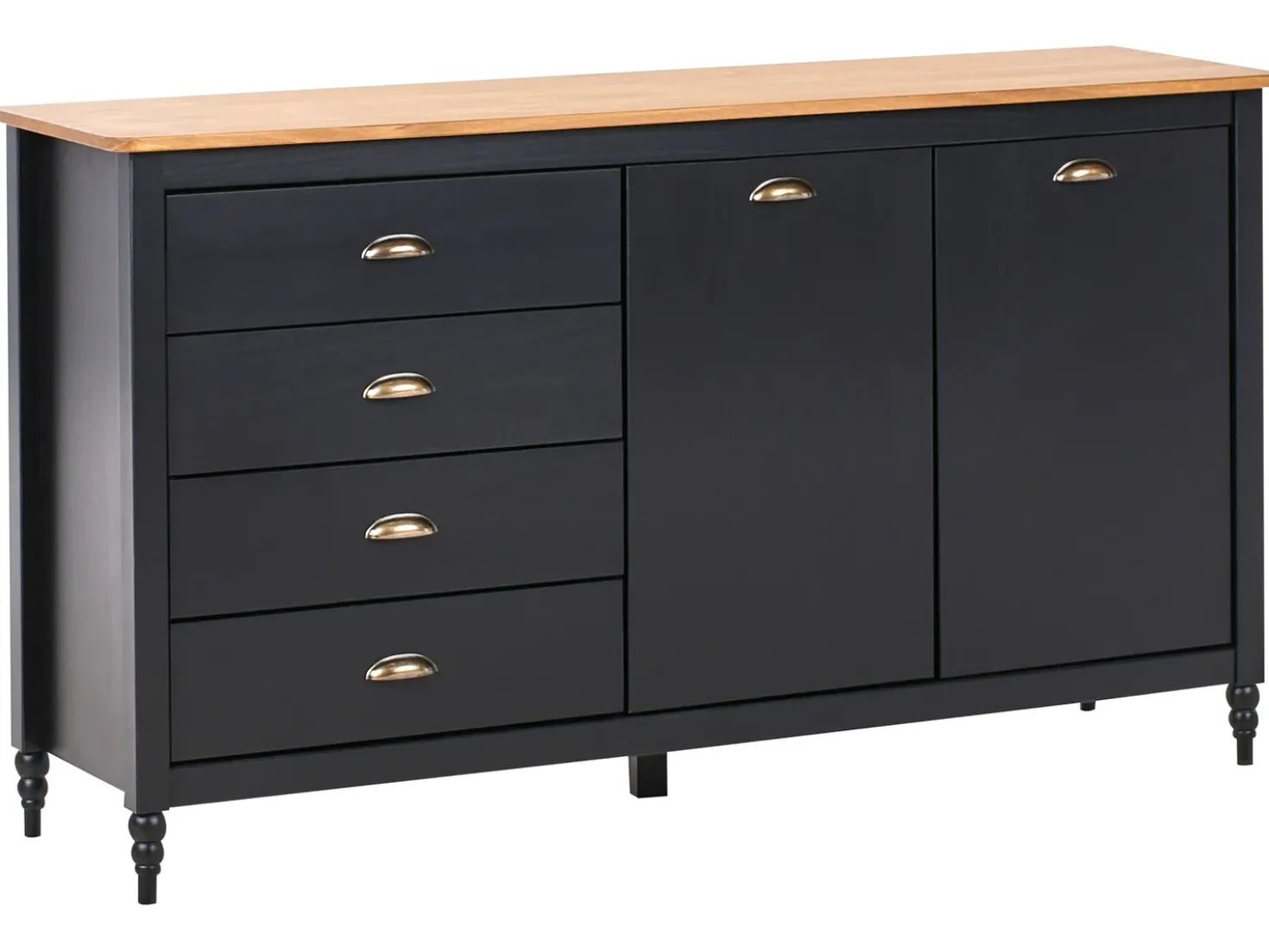Credenza a 2 ante SHILLINGTON Legno di pino Nero