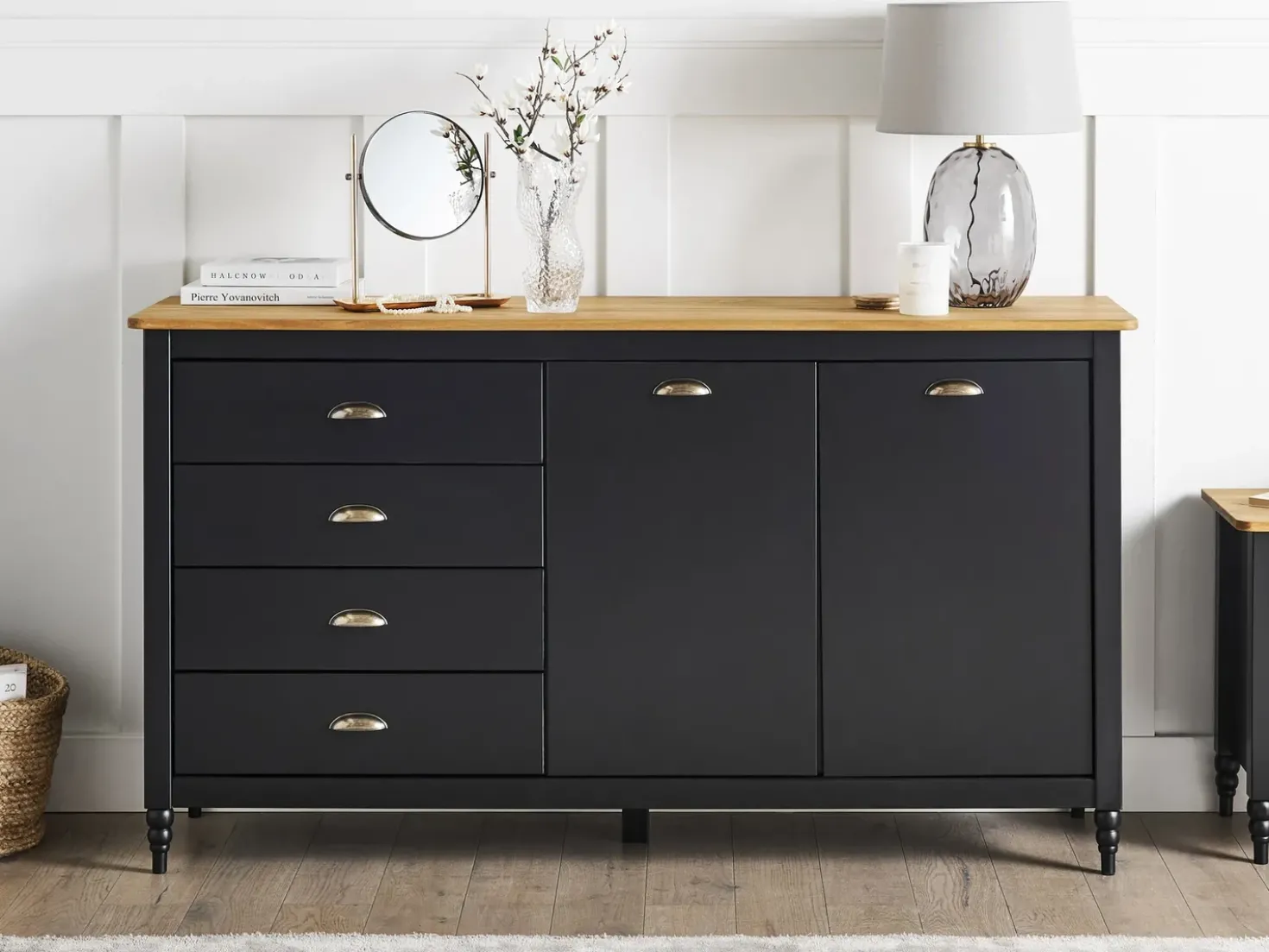 Credenza a 2 ante SHILLINGTON Legno di pino Nero