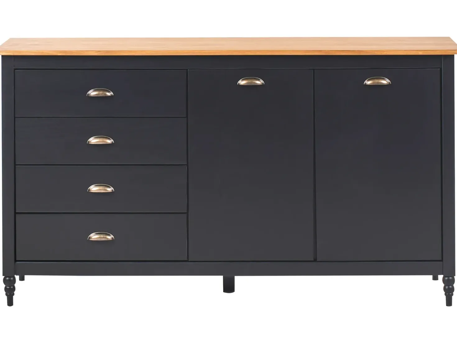 Credenza a 2 ante SHILLINGTON Legno di pino Nero