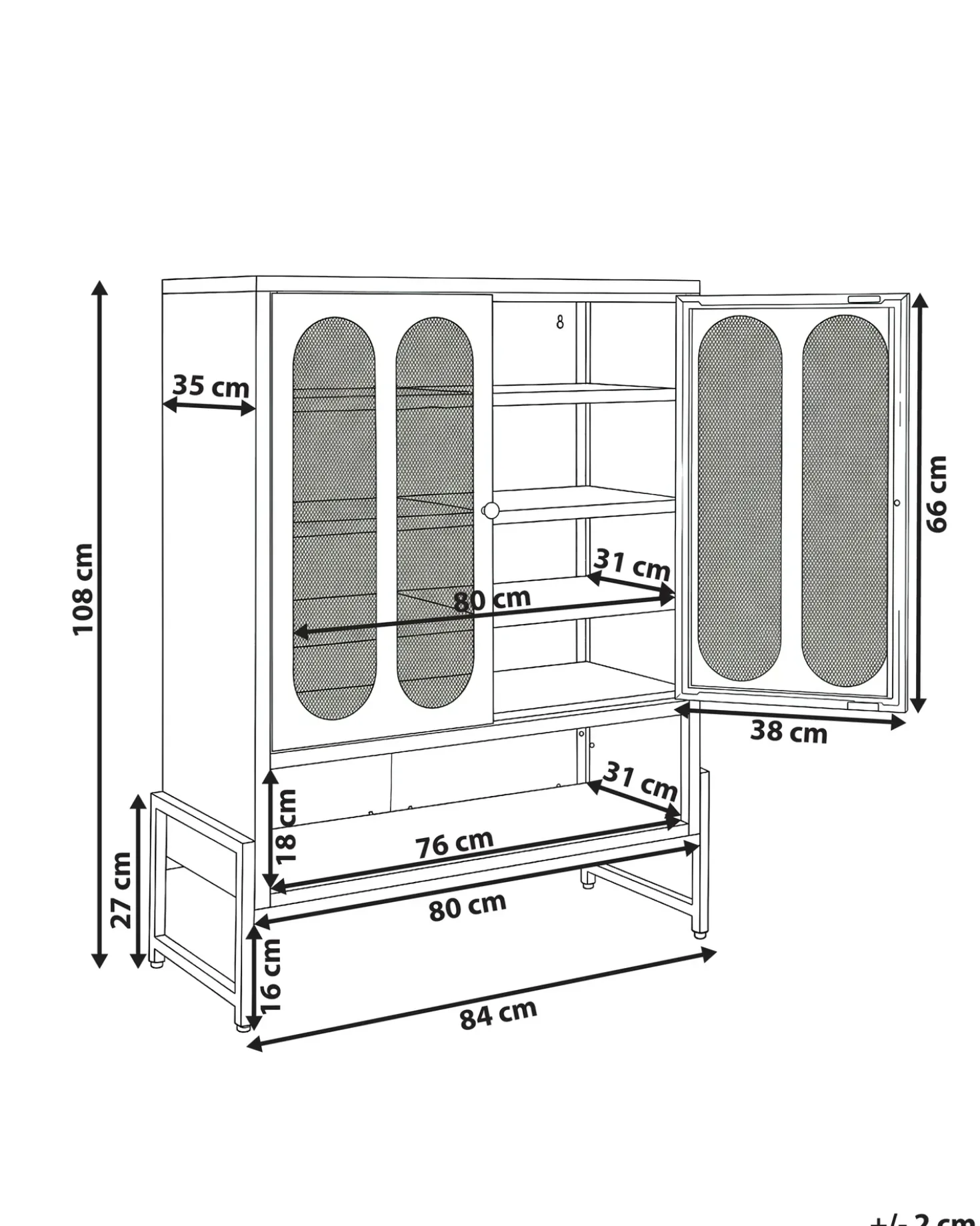 Credenza a 2 ante SOLETTA Metallo Beige