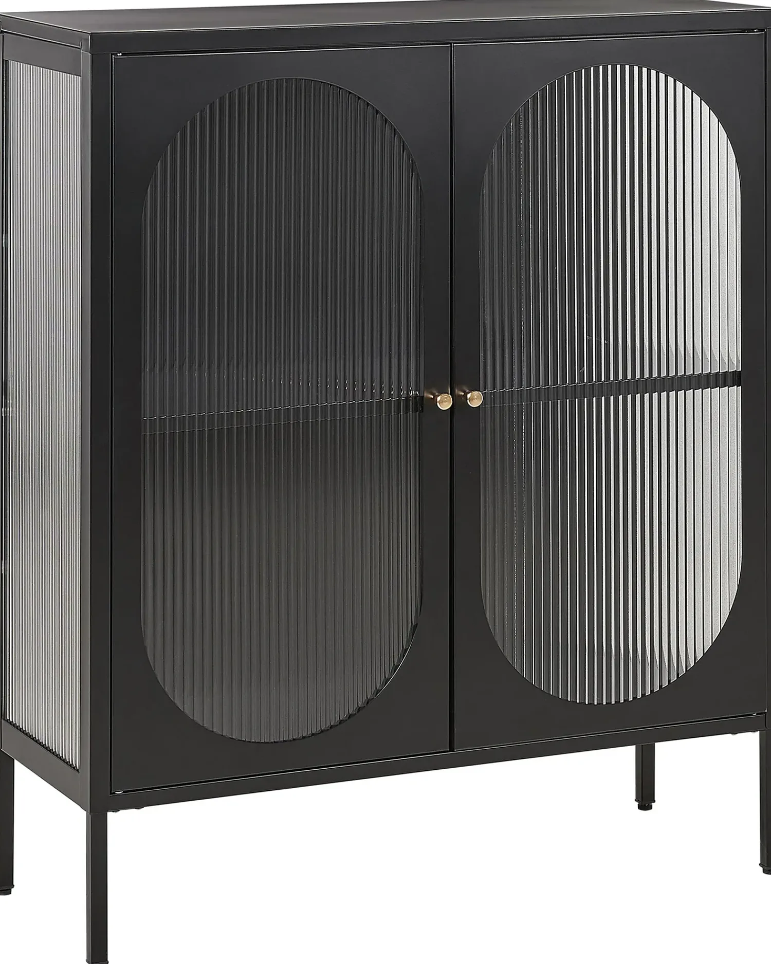 Clearance Beliani Credenza espositiva in vetro SARRE Metallo 90 cm Nero Oro Nero