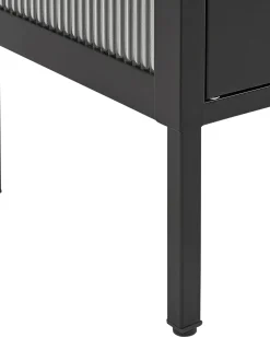 Clearance Beliani Credenza espositiva in vetro SARRE Metallo 90 cm Nero Oro Nero