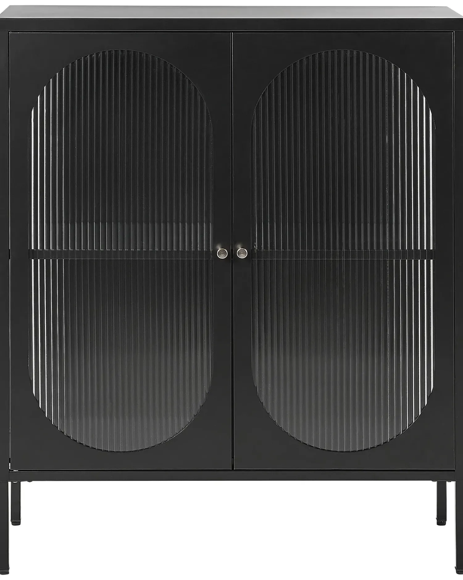 Clearance Beliani Credenza espositiva in vetro SARRE Metallo 90 cm Nero Oro Nero