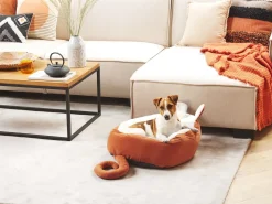 Best Beliani Cuccia per animali HASSA Velluto Arancione Bianco Arancione