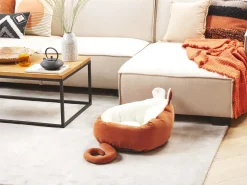 Best Beliani Cuccia per animali HASSA Velluto Arancione Bianco Arancione
