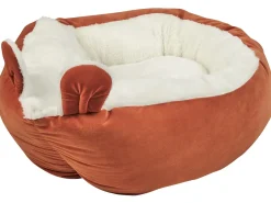 Best Beliani Cuccia per animali HASSA Velluto Arancione Bianco Arancione