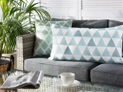 Online Beliani Cuscino da esterno TRIFOS Trama geometrica 40 x 70 cm Blu Bianco Blu Multicolore