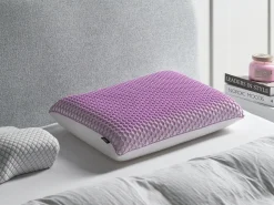 Sale Beliani Cuscino da letto ATHOS Basso Schiuma memory 55 x 35 cm Viola Bianco Viola
