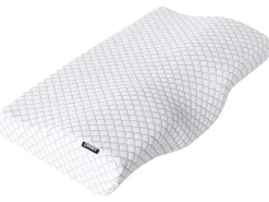 Outlet Beliani Cuscino da letto ELGON Basso Schiuma memory 30 x 50 cm Bianco