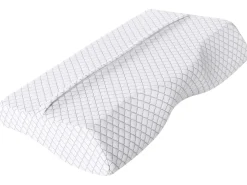 Outlet Beliani Cuscino da letto ELGON Basso Schiuma memory 30 x 50 cm Bianco