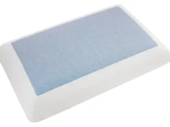 Hot Beliani Cuscino da letto EMIN Alto Schiuma memory 40 x 60 cm Bianco Bianco Blu