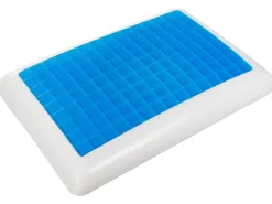 Hot Beliani Cuscino da letto EMIN Alto Schiuma memory 40 x 60 cm Bianco Bianco Blu