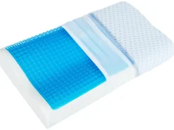 Beliani Cuscino da letto KANGTO Alto Schiuma memory 30 x 50 cm Bianco Bianco Blu