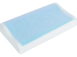 Beliani Cuscino da letto KANGTO Alto Schiuma memory 30 x 50 cm Bianco Bianco Blu