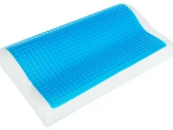 Beliani Cuscino da letto KANGTO Alto Schiuma memory 30 x 50 cm Bianco Bianco Blu