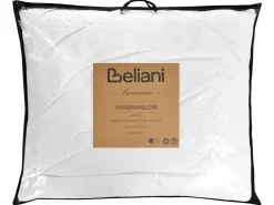 Hot Beliani Cuscino da letto VIHREN Basso Piuma e piumino d'anatra Bianco