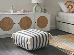 Discount Beliani Cuscino da pavimento ASHTI Cotone Nero/Bianco Bianco Nero