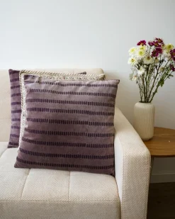 New Beliani Cuscino decorativo AGAPANTHUS Velluto 45 x 45 cm A strisce Rosa