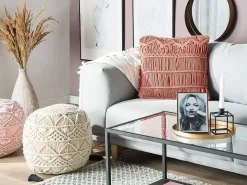 Clearance Beliani Cuscino decorativo AKKOY Cotone 45 x 45 cm Trama geometrica Arancione