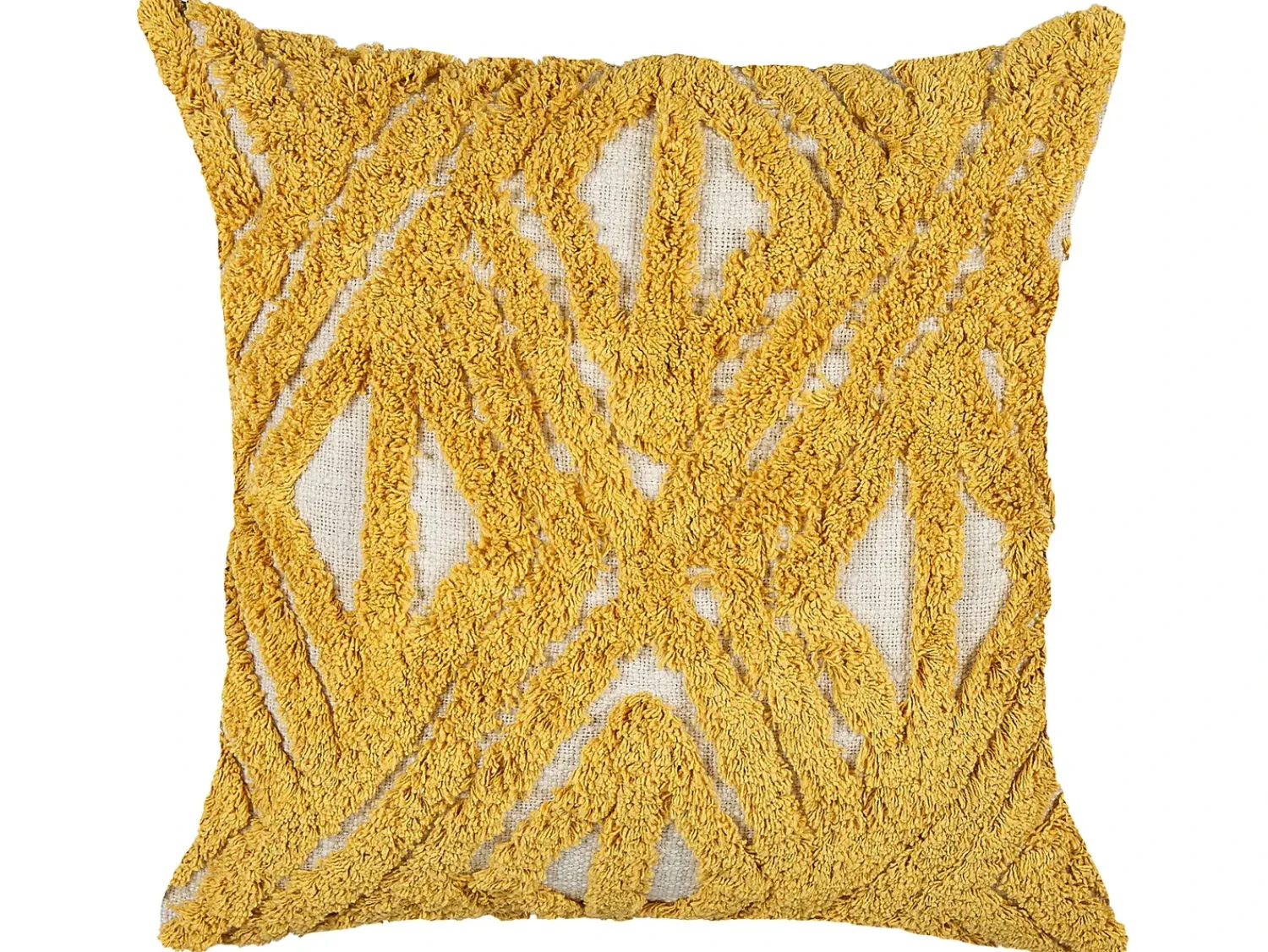 Best Beliani Cuscino decorativo ALCEA Cotone 45 x 45 cm Giallo Trama geometrica Beige Giallo