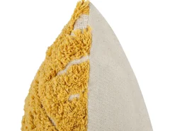 Best Beliani Cuscino decorativo ALCEA Cotone 45 x 45 cm Giallo Trama geometrica Beige Giallo