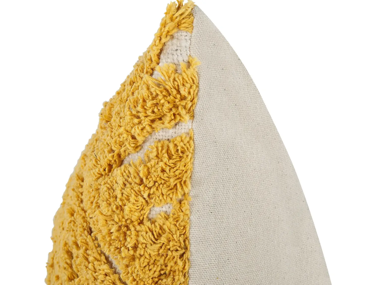 Best Beliani Cuscino decorativo ALCEA Cotone 45 x 45 cm Giallo Trama geometrica Beige Giallo