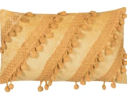 Beliani Cuscino decorativo AYROOR 30 x 50 cm Senape Trama geometrica Giallo