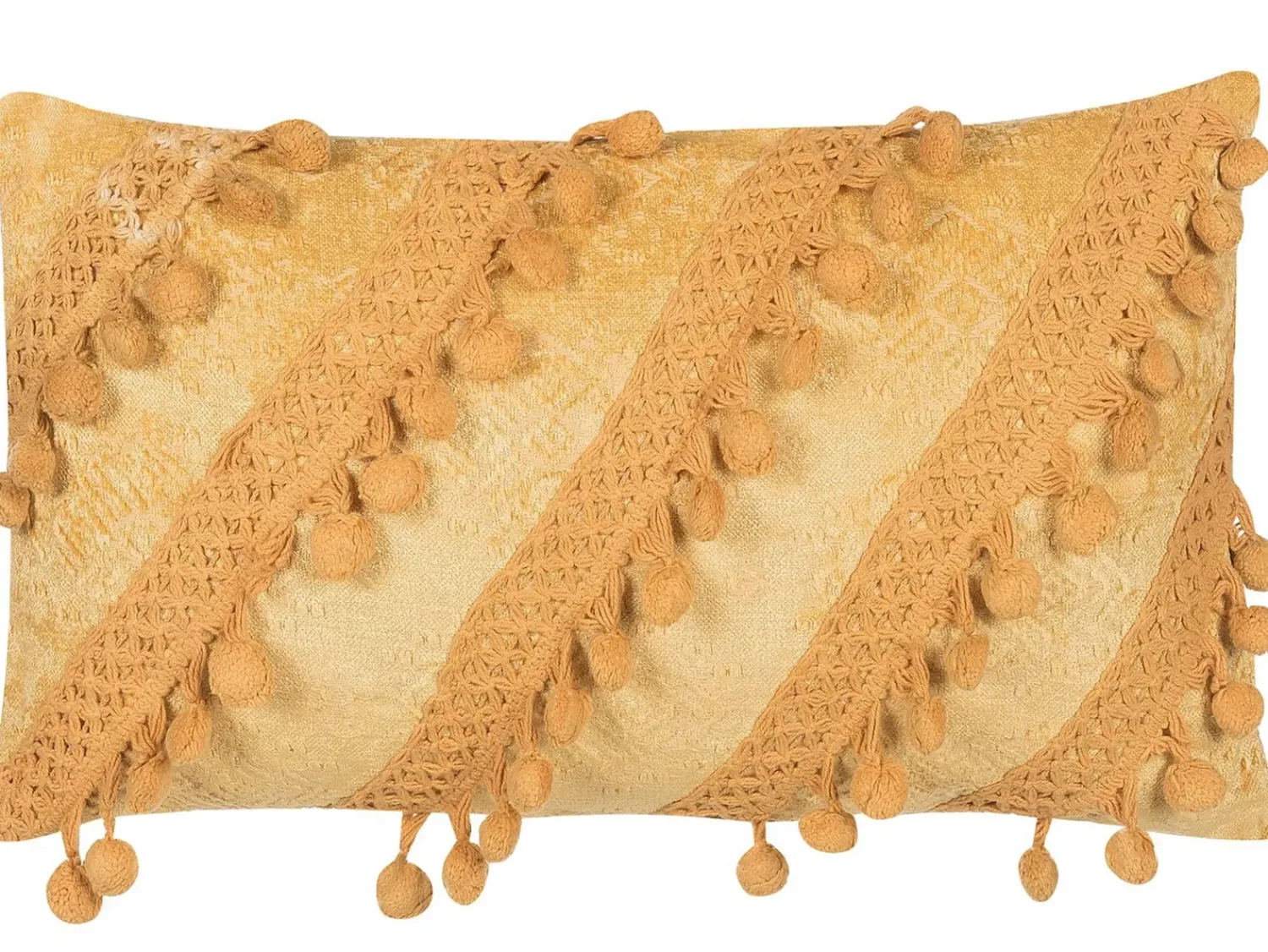 Beliani Cuscino decorativo AYROOR 30 x 50 cm Senape Trama geometrica Giallo